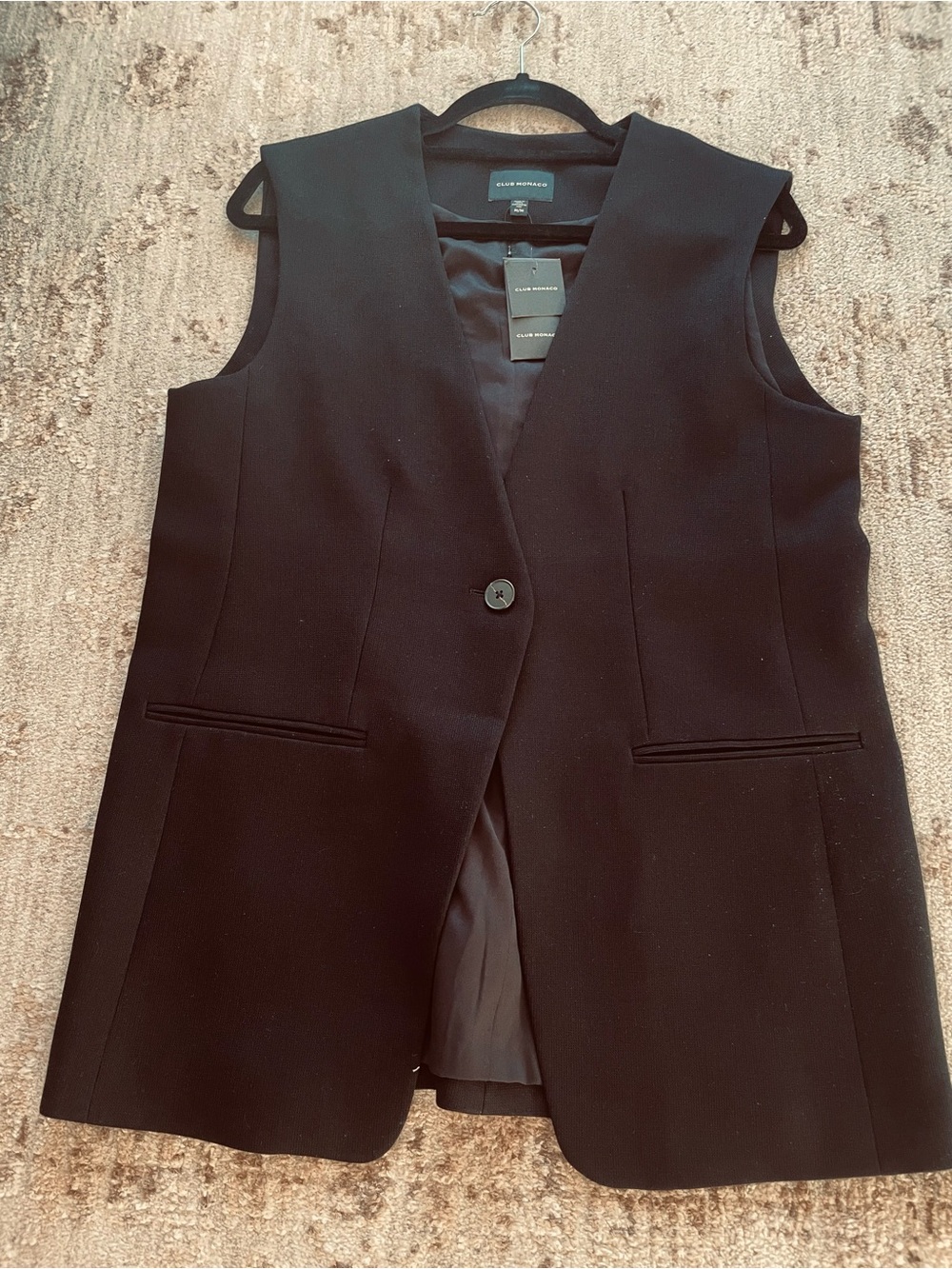 Club Monaco Black Tailored Sleeveless Blazer Vest